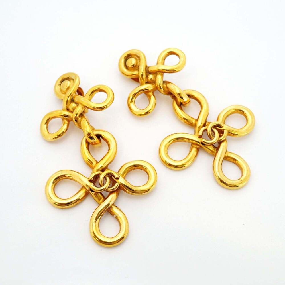 CHANEL Gold Logo Earrings - Picture 2 of 6